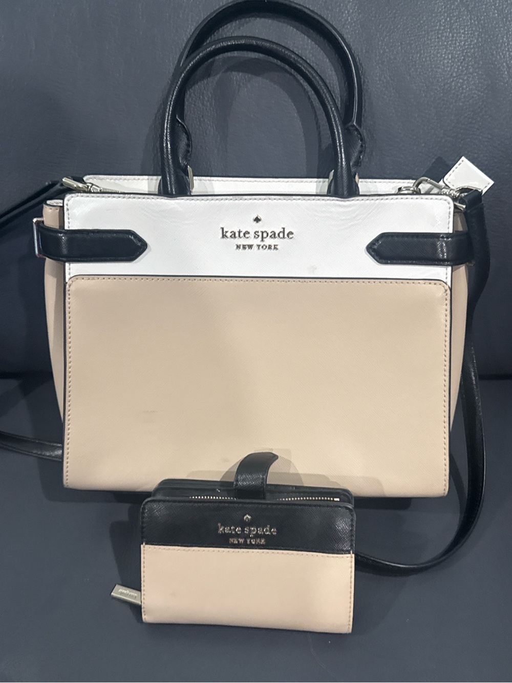 Kate Spade color block satchel w/matching wallet